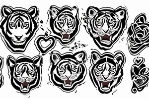 tiger face
in a heart shape
traditional flash tattoo idea