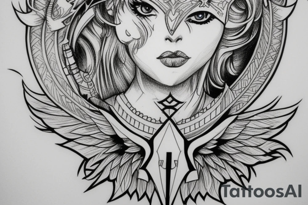 Valkyrie sword
symmetrical
clean tattoo idea