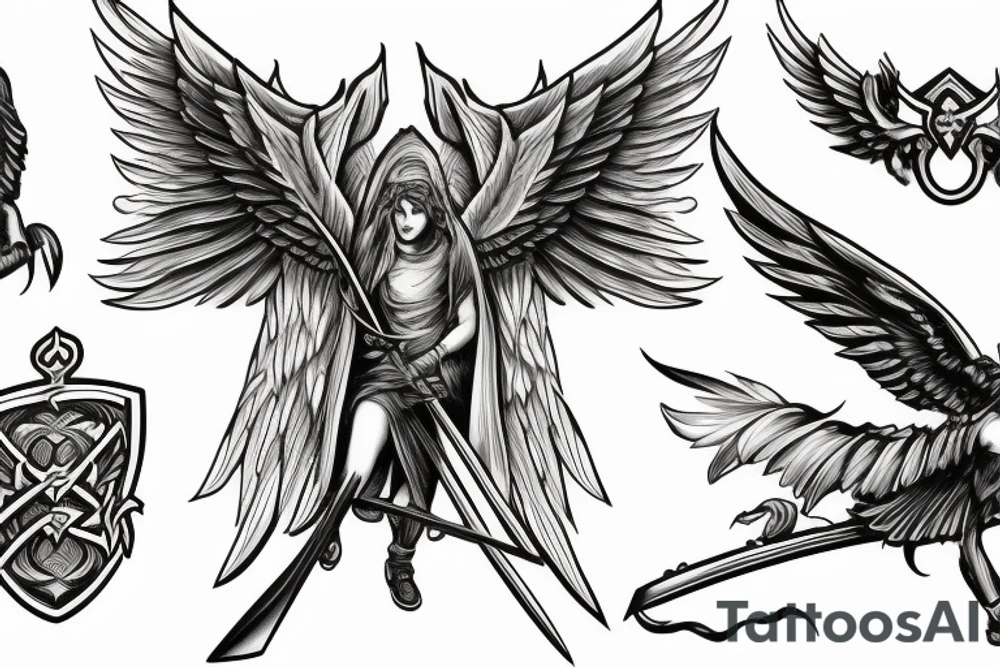 archangel with a sword tattoo idea