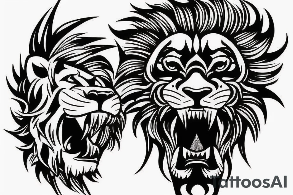lion face with a sword going through it
old school
traditional flash design tattoo idea