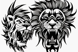 lion face with a sword going through it
old school
traditional flash design tattoo idea