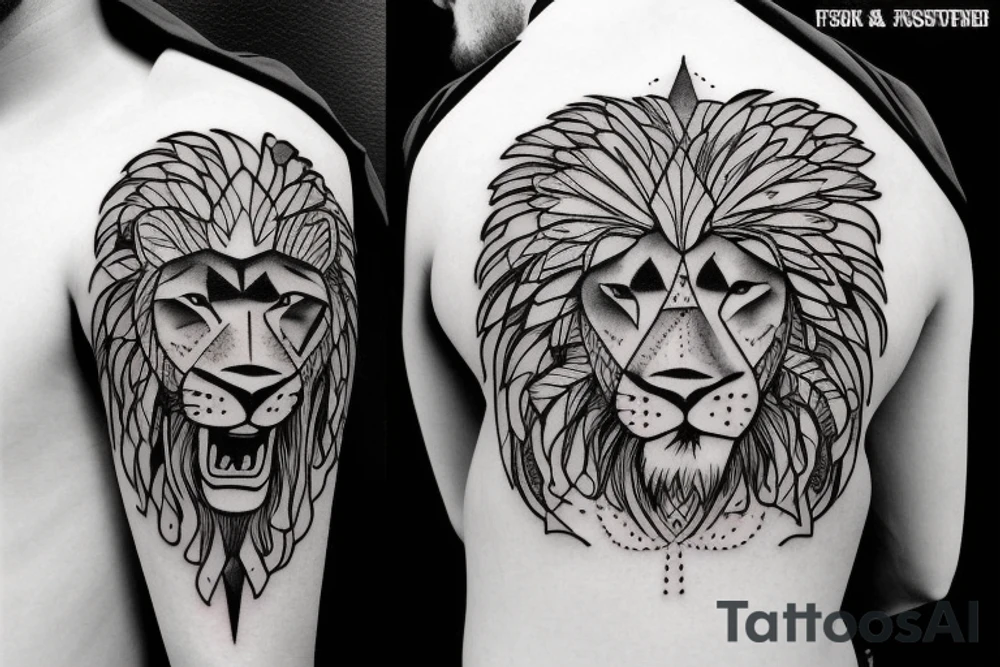 lion face with a sword going through it
old school
traditional flash design tattoo idea