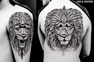 lion face with a sword going through it
old school
traditional flash design tattoo idea