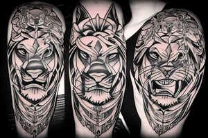 lion face with a sword going through it
old school
traditional flash design tattoo idea