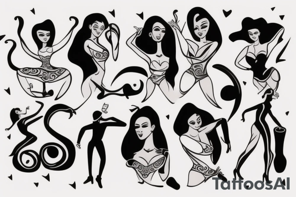 couple de danseurs de bachata la partenaire femme a la tête en arrière vers le bas tattoo idea
