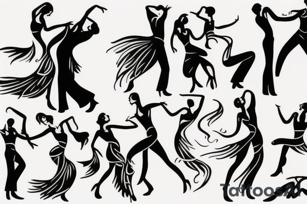 danse de  tango 
la danseuse a la tête en arrière vers le bas tattoo idea