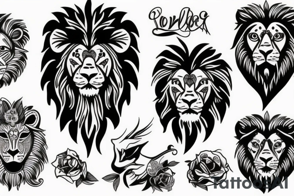 American traditional lion
face only tattoo idea