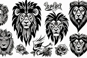 American traditional lion
face only tattoo idea