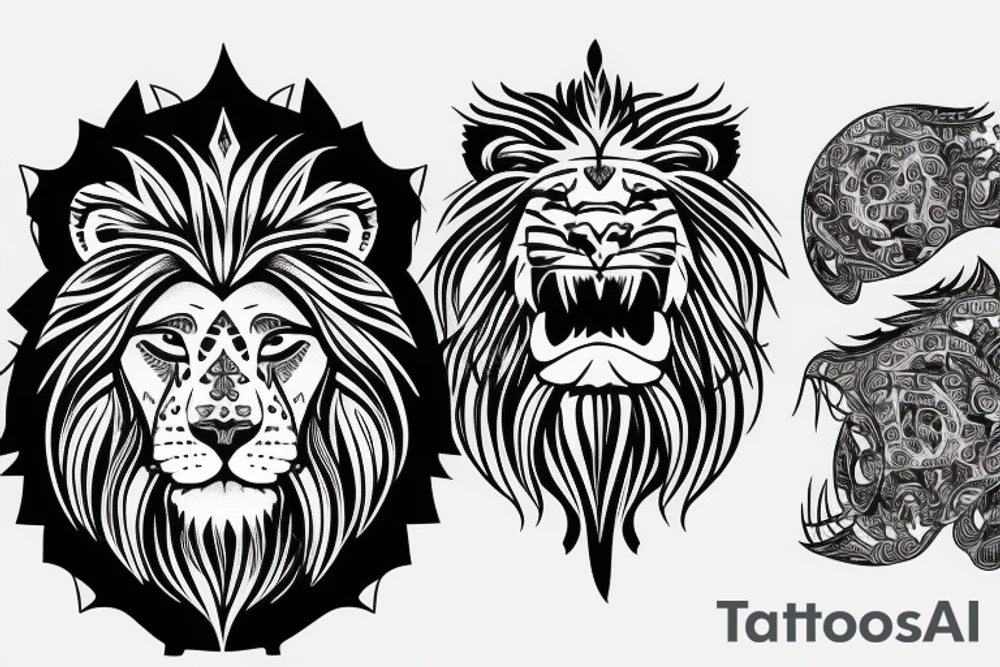 American traditional lion
face only tattoo idea
