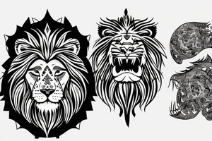 American traditional lion
face only tattoo idea