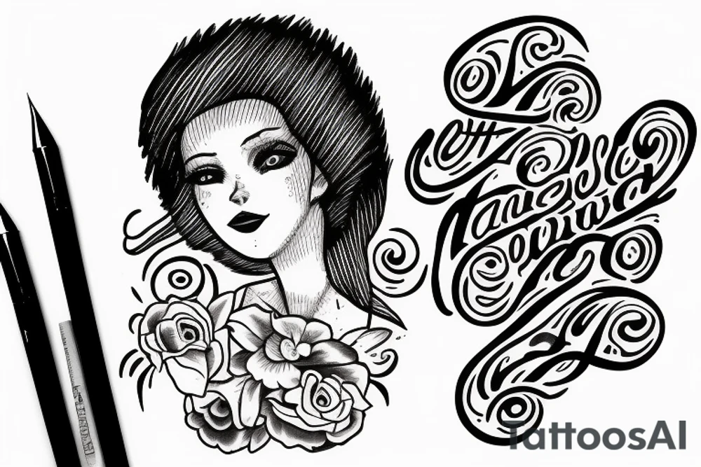 "Jacinta" in cursive writing tattoo idea