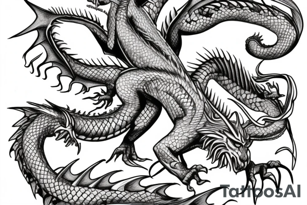 dragon with astral zodiac along spine tattoo idea