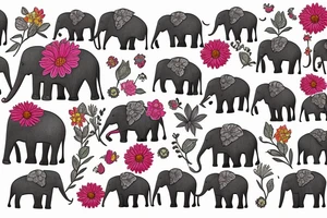 Elephant and flowers that symbolize remembrance for the young women kidnapped and still missing tattoo idea