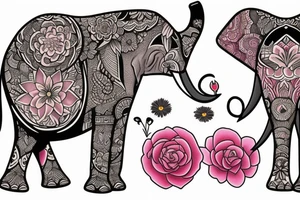 Elephant and flowers that symbolize remembrance for the young women kidnapped and still missing tattoo idea