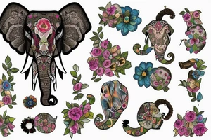 Elephant and flowers that symbolize remembrance for the young women kidnapped and still missing full leg tattoo tattoo idea