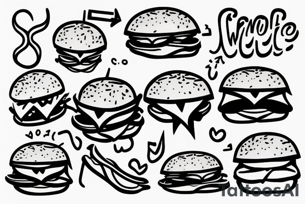 Cheeseburger taking a walk tattoo idea