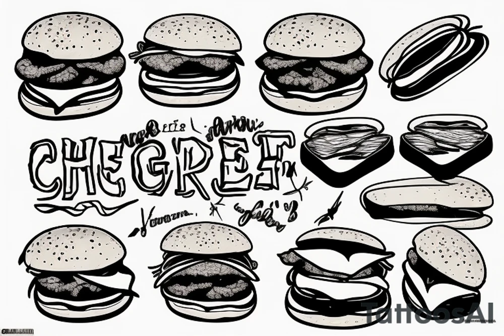 Cheeseburger with legs tattoo idea