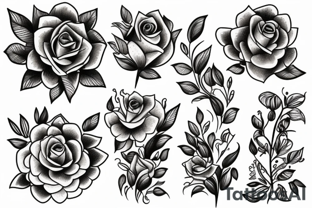 flower bouquet tattoo idea