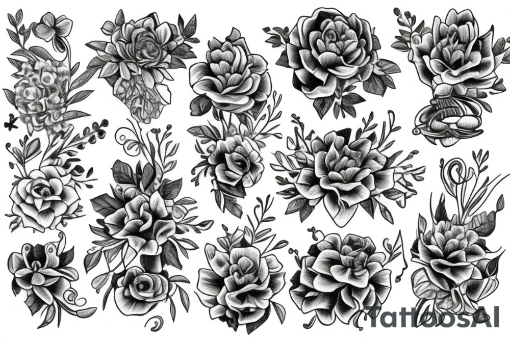flower bouquet tattoo idea