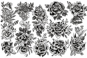 flower bouquet tattoo idea