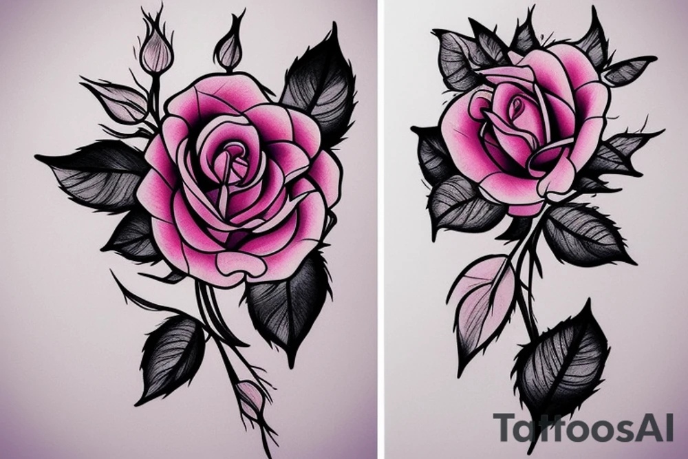 pink rose bouquet tattoo idea