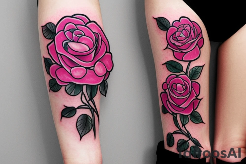 pink rose bouquet tattoo idea