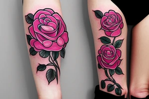 pink rose bouquet tattoo idea