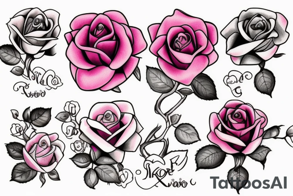 pink rose bouquet tattoo idea