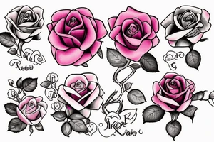 pink rose bouquet tattoo idea