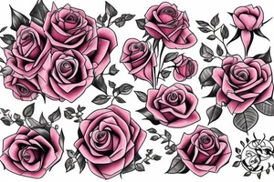 pink rose bouquet tattoo idea