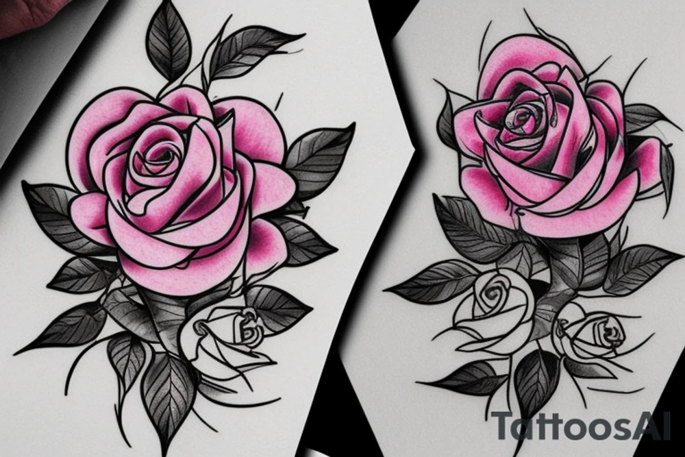 pink rose bouquet tattoo idea