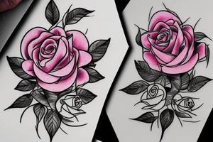 pink rose bouquet tattoo idea