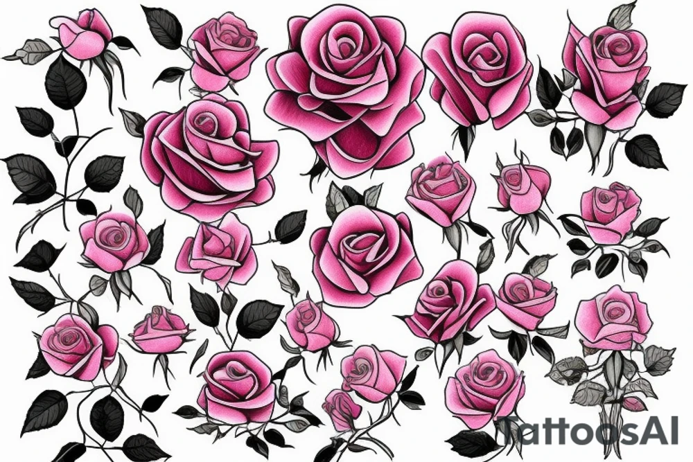 pink rose bouquet tattoo idea