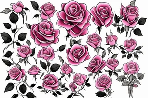 pink rose bouquet tattoo idea