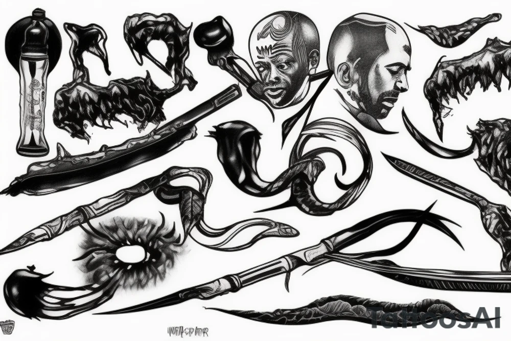 Melting Liquid Swords tattoo idea