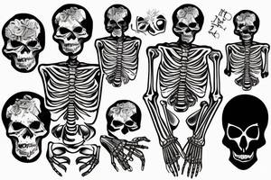 Skeleton man wearing stylish clothes in a cool pose tattoo idea