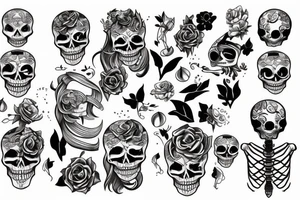 Skeleton full body wearing stylish clothes tattoo idea