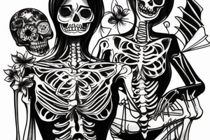 Skeleton full body wearing stylish clothes tattoo idea