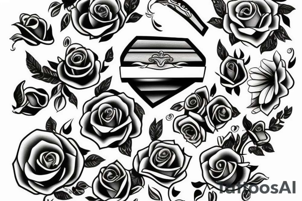 Open coffin with flowers inside tattoo idea