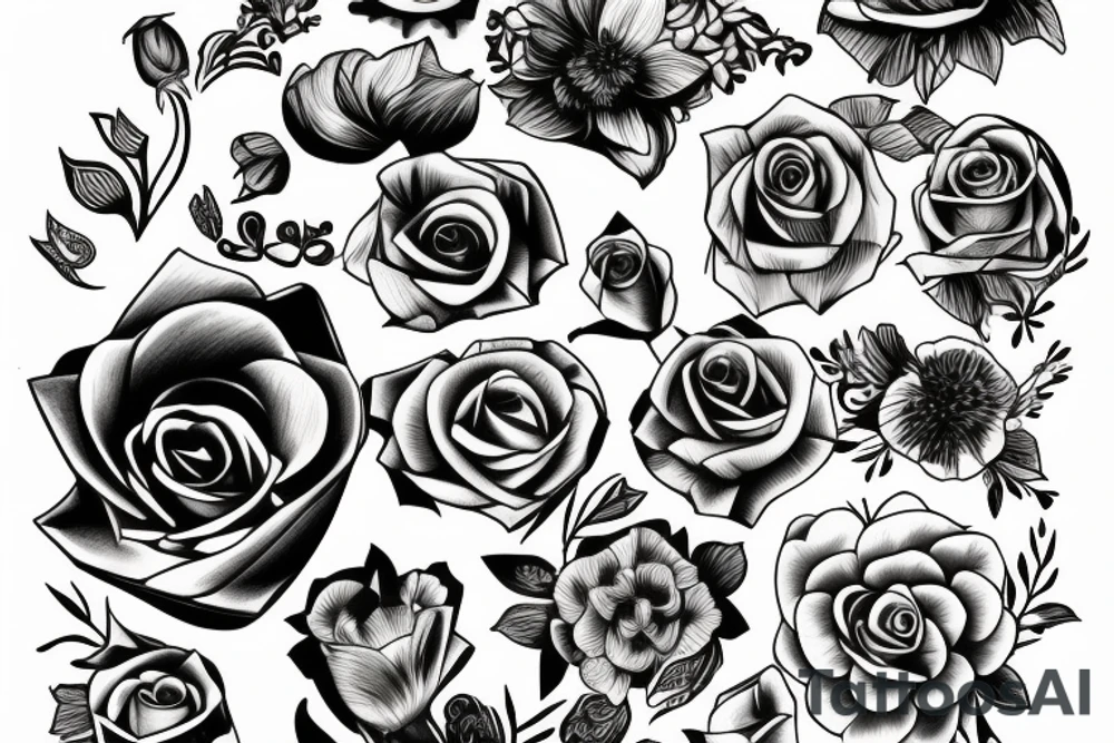 Open coffin with flowers inside tattoo idea