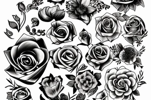 Open coffin with flowers inside tattoo idea
