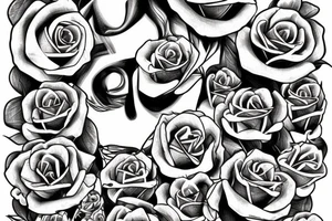 Field of roses leading to a hill with Jesus hanging on the cross tattoo idea