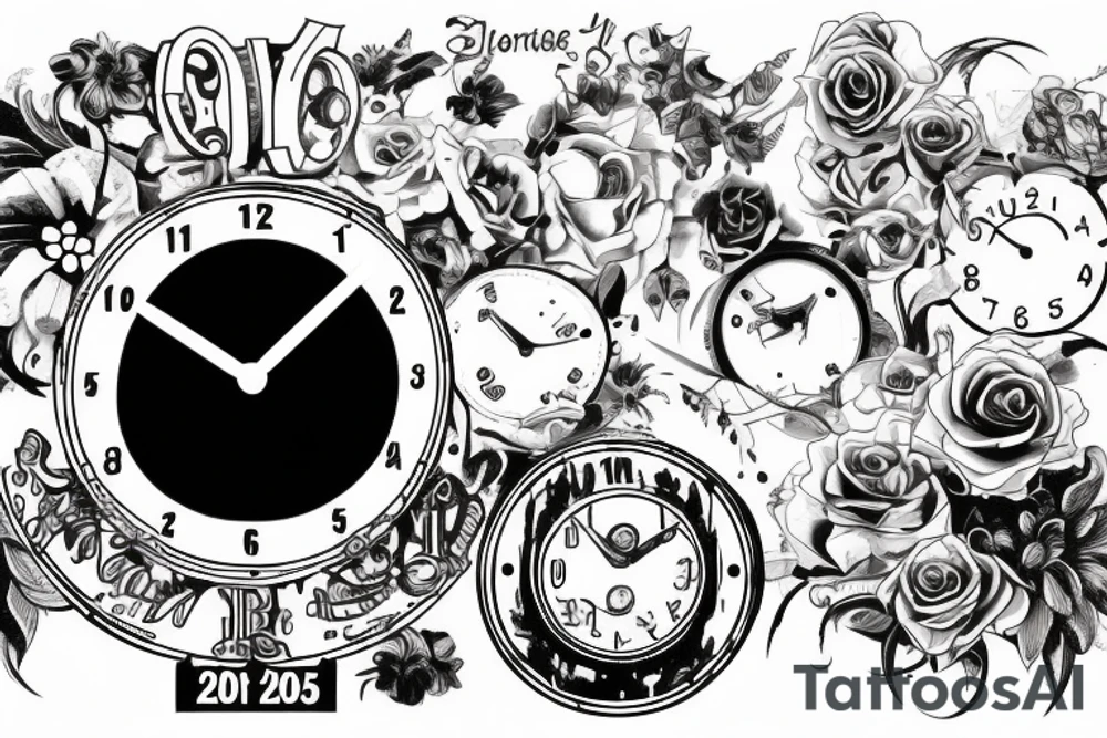 clock 9 to 10 morning with 22-04-2005 date tattoo idea