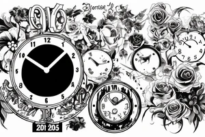 clock 9 to 10 morning with 22-04-2005 date tattoo idea