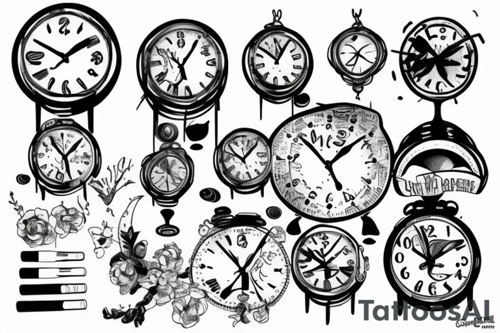 clock 9 to 10 morning with 22-04-2005 date tattoo idea
