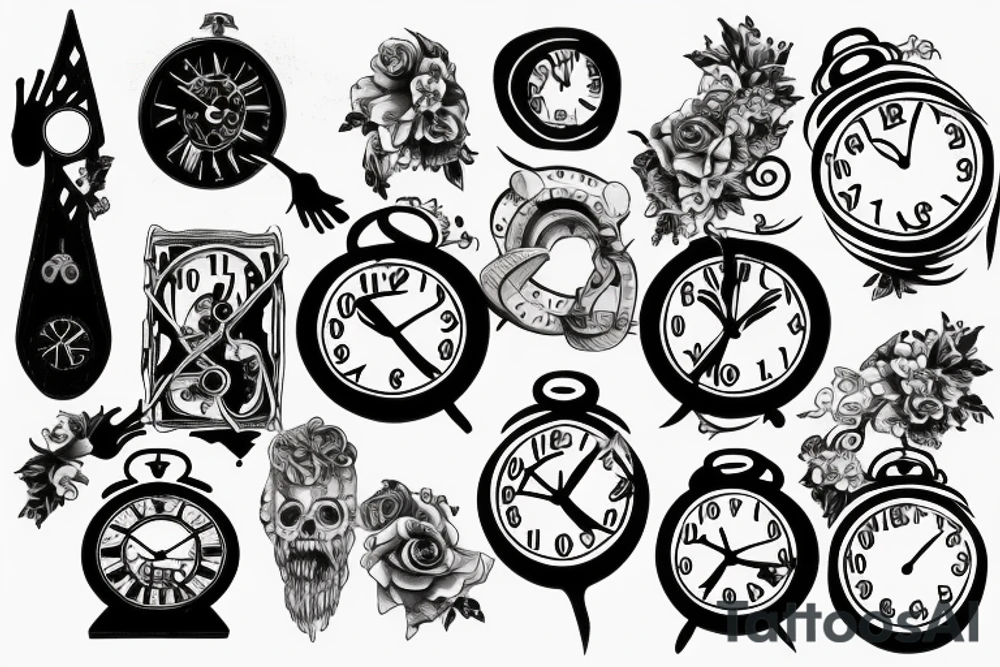 clock 9 to 10 morning with 22-04-2005 date tattoo idea