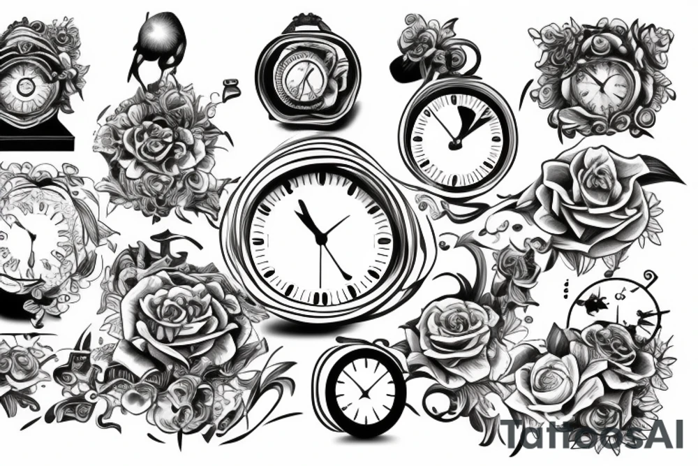 clock 9 to 10 morning with 22-04-2005 date tattoo idea