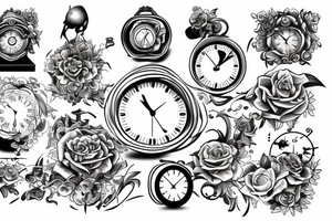 clock 9 to 10 morning with 22-04-2005 date tattoo idea