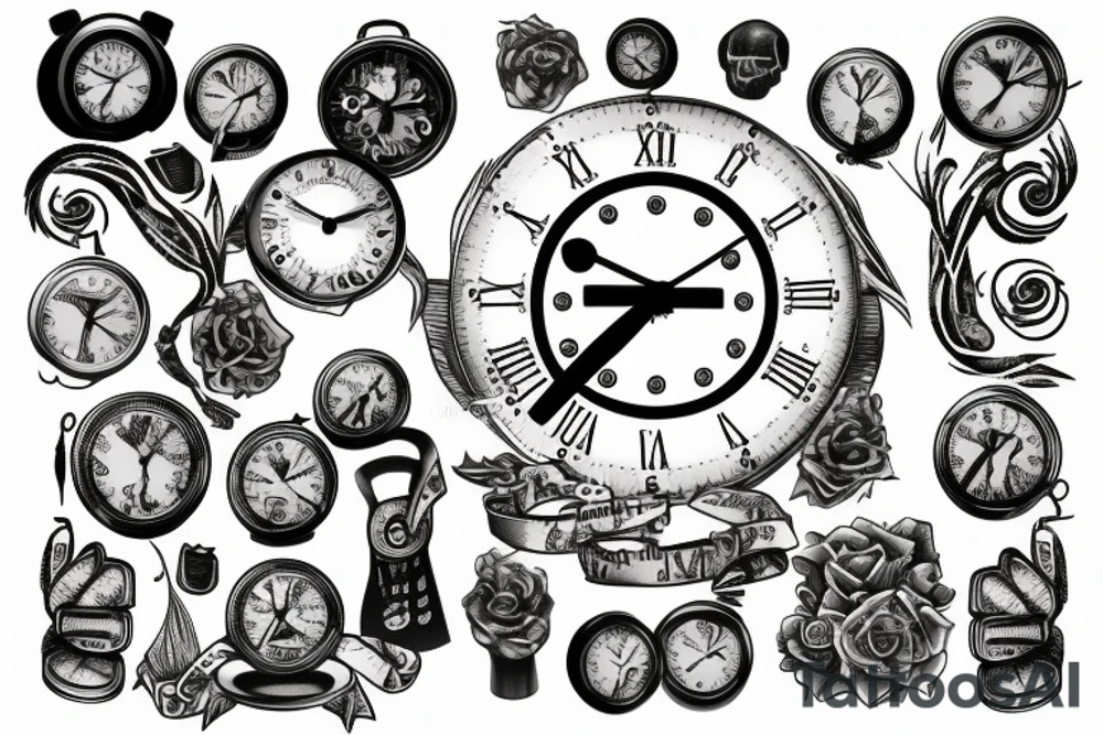 clock 9 to 10 morning with 22-04-2005 date tattoo idea