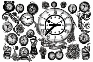 clock 9 to 10 morning with 22-04-2005 date tattoo idea
